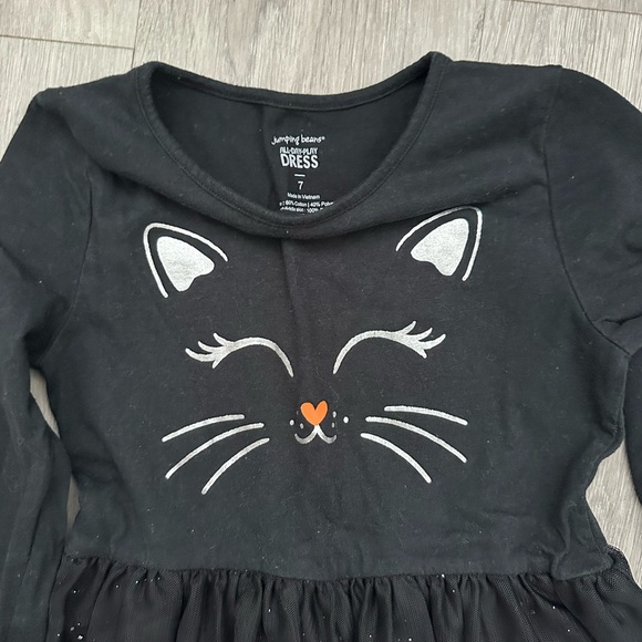 Black Cat Face Dress with Sparkle Skirt Girls 7 - Picture 3 of 3